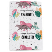 ワイルドバースデーパーティージャングルアニマルズ子供の誕生日 ミディアムペーパーバッグ (正面)