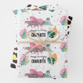 ワイルドバースデーパーティージャングルアニマルズ子供の誕生日 ラッピングペーパーシート (インサイチュ)