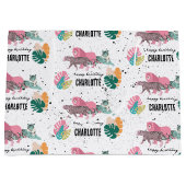 ワイルドバースデーパーティージャングルアニマルズ子供の誕生日 ラージペーパーバッグ (正面)