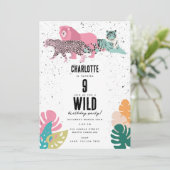 ワイルドバースデーパーティージャングルアニマルズ子供の誕生日 招待状 (スタンド正面)