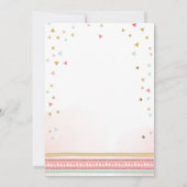 ワイルドバースデー ガール ピンク ゴールド 1歳 ボーホー フェザー 招待状 (裏面)