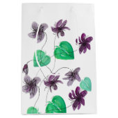 ワイルドバ芸術的イオレット花水彩 ミディアムペーパーバッグ (正面)