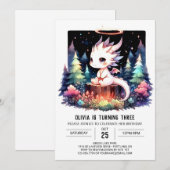ワイルドパステルドラゴン誕生日 招待状 (正面/裏面)