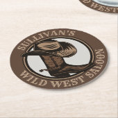 ワイルドパーソナライズされたウェストサロンウェスタンカウボーイブーツ ラウンドペーパーコースター (アングル)