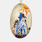 ワイルドパーソナライズされたポニーとサンホースクリスマス セラミックオーナメント (左)