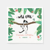 ワイルドパーソナライズされたワンツキセド猫キッズ1歳の誕生日 スタンダードカクテルナプキン (正面)