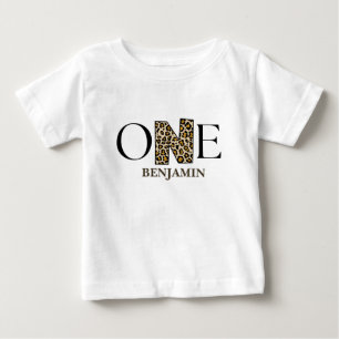 ワイルドパーソナライズされたワン1歳の誕生日ジャングル ベビーTシャツ