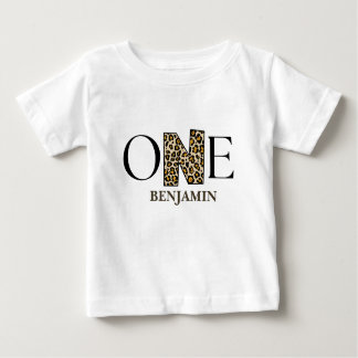 ワイルドパーソナライズされたワン1歳の誕生日ジャングル ベビーTシャツ