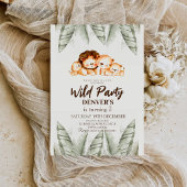 ワイルドパーティーパステルライオン誕生日招待状 招待状