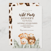 ワイルドパーティーライオン誕生日 招待状 (正面/裏面)