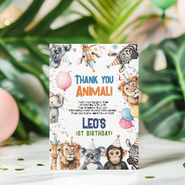 ワイルドパーティー みんなの動物たち 1歳の誕生日 サファリ サンキューカード
