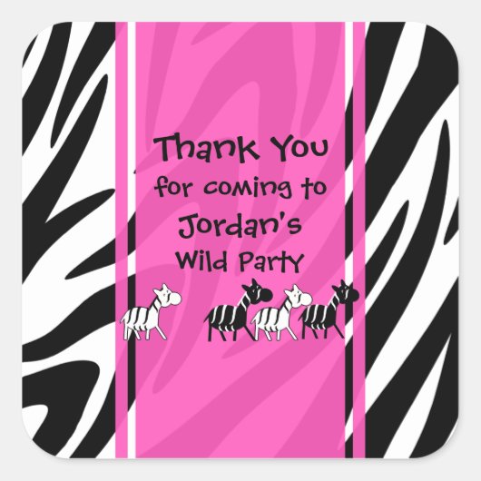 ワイルドパーティー/ピンク スクエアシール (正面)