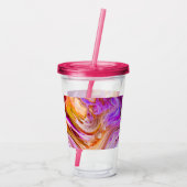 ワイルドパープルとオレンジの流体アートアクリルタンブラー アクリルタンブラー (裏面)