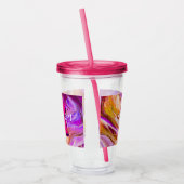 ワイルドパープルとオレンジの流体アートアクリルタンブラー アクリルタンブラー (左)