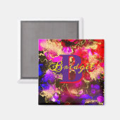 ワイルドパープルとフシアのアルコールインク マグネット (正面/裏面)