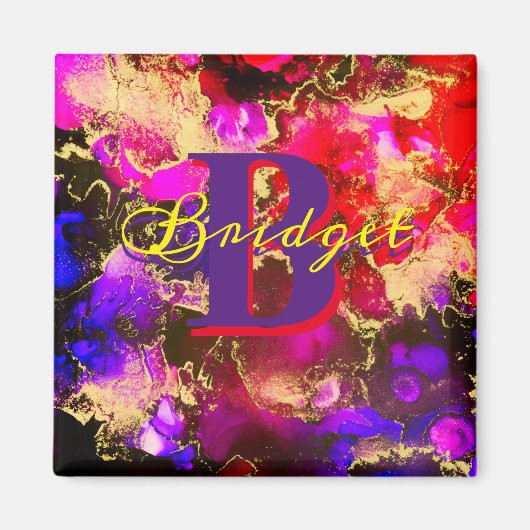 ワイルドパープルとフシアのアルコールインク マグネット (正面)