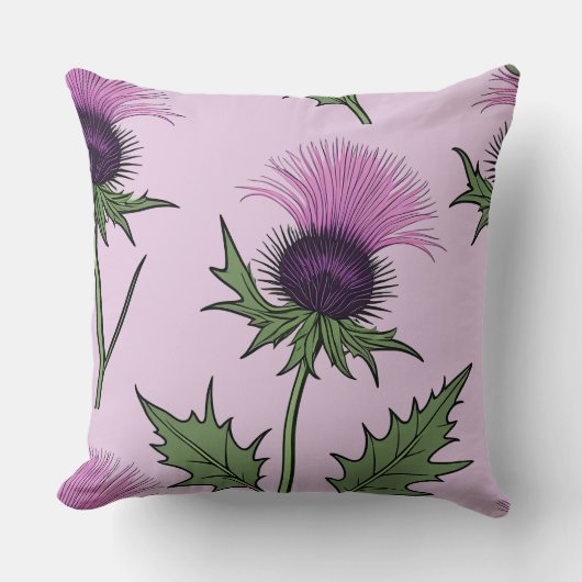 ワイルドパープルアザミ（ピンク） クッション (正面)