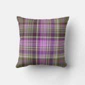 ワイルドパープルアスターズパープルとグリーンストライプ クッション (裏面)