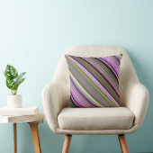 ワイルドパープルアスターズパープルとグリーンストライプ クッション (椅子)