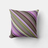 ワイルドパープルアスターズパープルとグリーンストライプ クッション (正面)