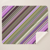 ワイルドパープルアスターズパープルとグリーンストライプ シェルパブランケット (正面(横))