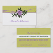 ワイルドパープルバラオリーブグリーン、白フローラ 名刺 (正面/裏面)