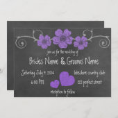 ワイルドパープルバラシャルボード結婚式招待状 招待状 (正面/裏面)