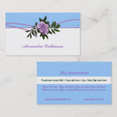 ワイルドパープルバラブルー，ホワイトフローラ名刺 名刺 (正面/裏面)