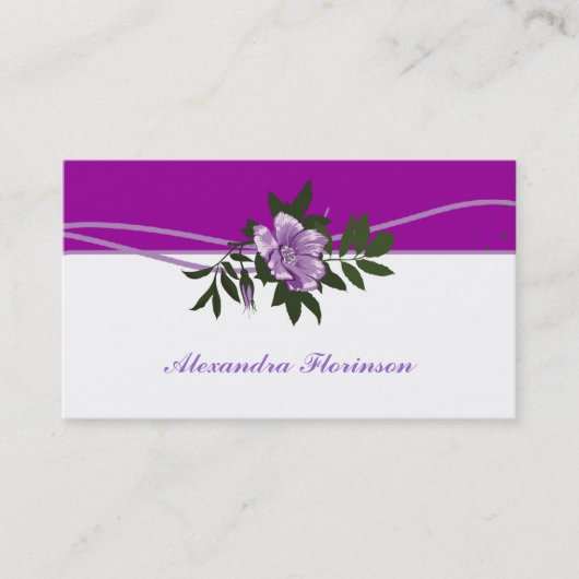 ワイルドパープルバラプル、ホワイトフローラ名刺 名刺 (正面)
