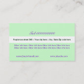 ワイルドパープルバラミントグリーン、白フローラ 名刺 (裏面)