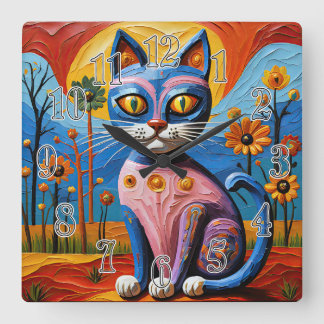 ワイルドヒゲお洒落ーズ スクエア壁時計