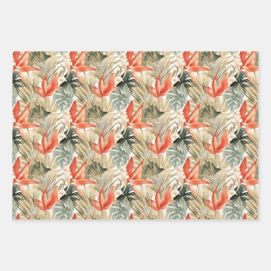 ワイルドヒョウ動物フローラジャングル誕生日 ラッピングペーパーシート (正面2)