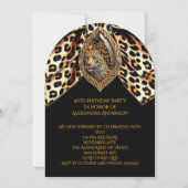 ワイルドヒョウ顔素晴らしい50誕生日ボウジュエル 招待状 (裏面)