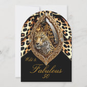 ワイルドヒョウ顔素晴らしい50誕生日ボウジュエル 招待状 (正面)
