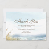 ワイルドビーチフェンス海グラスアートエレガントな結婚式 サンキューカード (正面)