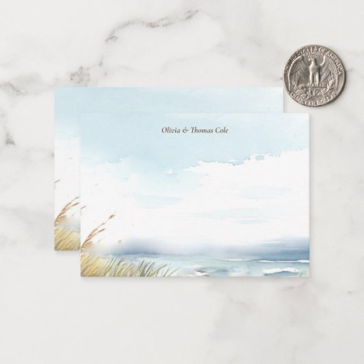 ワイルドビーチフェンス海グラスアート結婚のカップル ノートカード (正面/裏面インサイチュ)