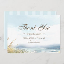 ワイルドビーチフェンス海グラスシック優雅な結婚式 サンキューカード
