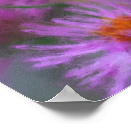 ワイルドピンクのアスターフラワーアート ポスター (角)