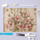 ワイルドピンクのバラヴィンテージスタイルミュージックシート 薄葉紙 (クラフト)