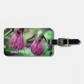 ワイルドピンクのレディースリッパーオーキッドパーソナライズされた花 ラゲッジタグ (正面横)
