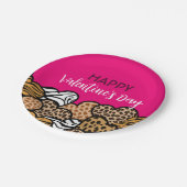 ワイルドピンクアニマルプリントハートバレンタインデーパーティー ペーパープレート (アングル)