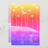 ワイルドピンクカラフルユニーク結婚式招待状 招待状 (正面/裏面)