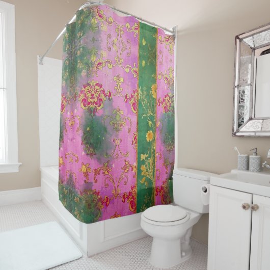 ワイルドピンクグランジダマスク – シャワーカーテン (インサイチュ)