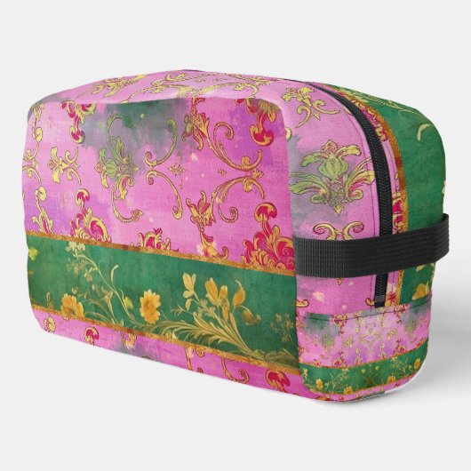 ワイルドピンクグリーングランジダマスク – トイレタリーバッグ ドップキット (左コーナー)