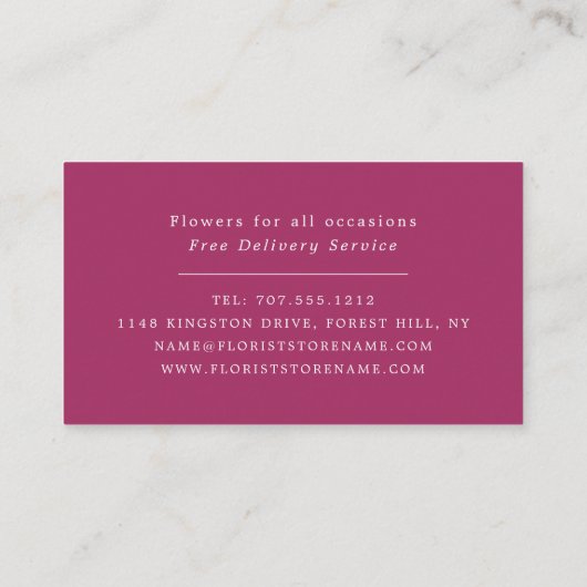 ワイルドピンクフローラ、フローリィ 名刺 (裏面)