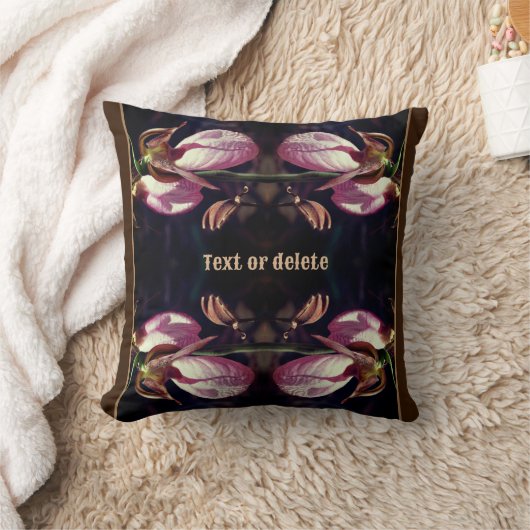 ワイルドピンクレディスリッパオーキッドペアパーソナライズされた クッション (ブランケット)