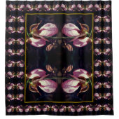 ワイルドピンクレディスリッパオーキッド抽象芸術 シャワーカーテン (正面)