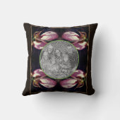 ワイルドピンクレディスリッパーオーキッドフレームあなたの写真を追加 クッション (裏面)