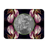 ワイルドピンクレディスリッパーオーキッドフレームあなたの写真を追加 マグネット (横)