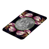 ワイルドピンクレディスリッパーオーキッドフレームあなたの写真を追加 マグネット (左側)